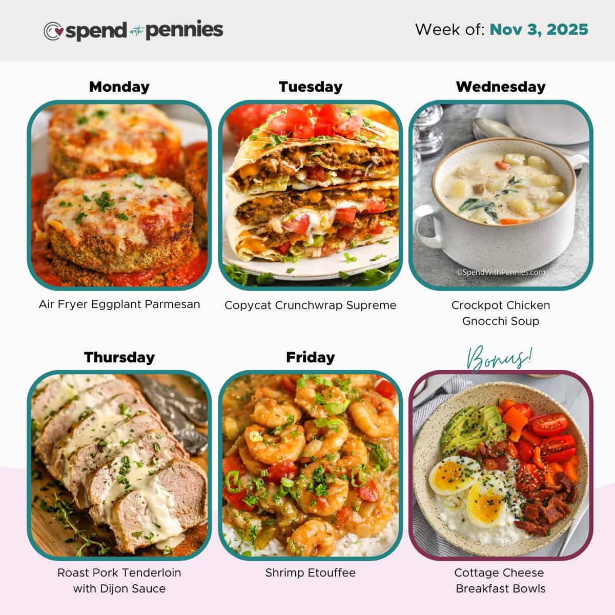 Weekly Meal Plan for Nov 3, 2025 Hero