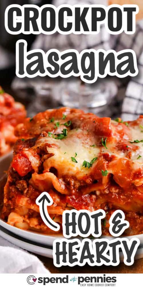 Make crockpot lasagna for a warm, comforting meal that cooks itself. This recipe combines beef, marinara, and layers of tender noodles with creamy ricotta and mozzarella cheese. It’s rich, flavorful, and easy to prepare in the slow cooker. No boiling noodles or baking needed. Serve with spinach salad or garlic bread for a simple dinner everyone will love. #spendwithpennies hot and hearty Crockpot Lasagna with writing