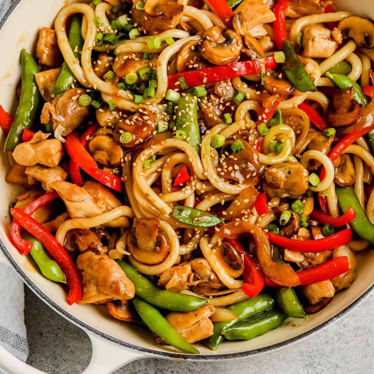 top view of cooked Udon Stir Fry