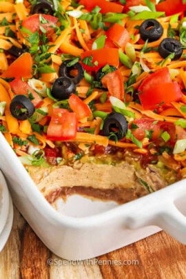 7 Layer Dip with a portion missing