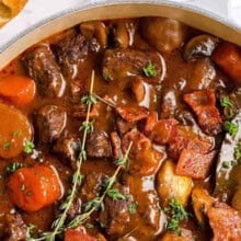 Beef Bourguignon in a pot