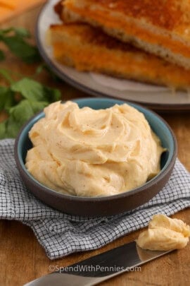 a bowl of creamy butter mayo spread