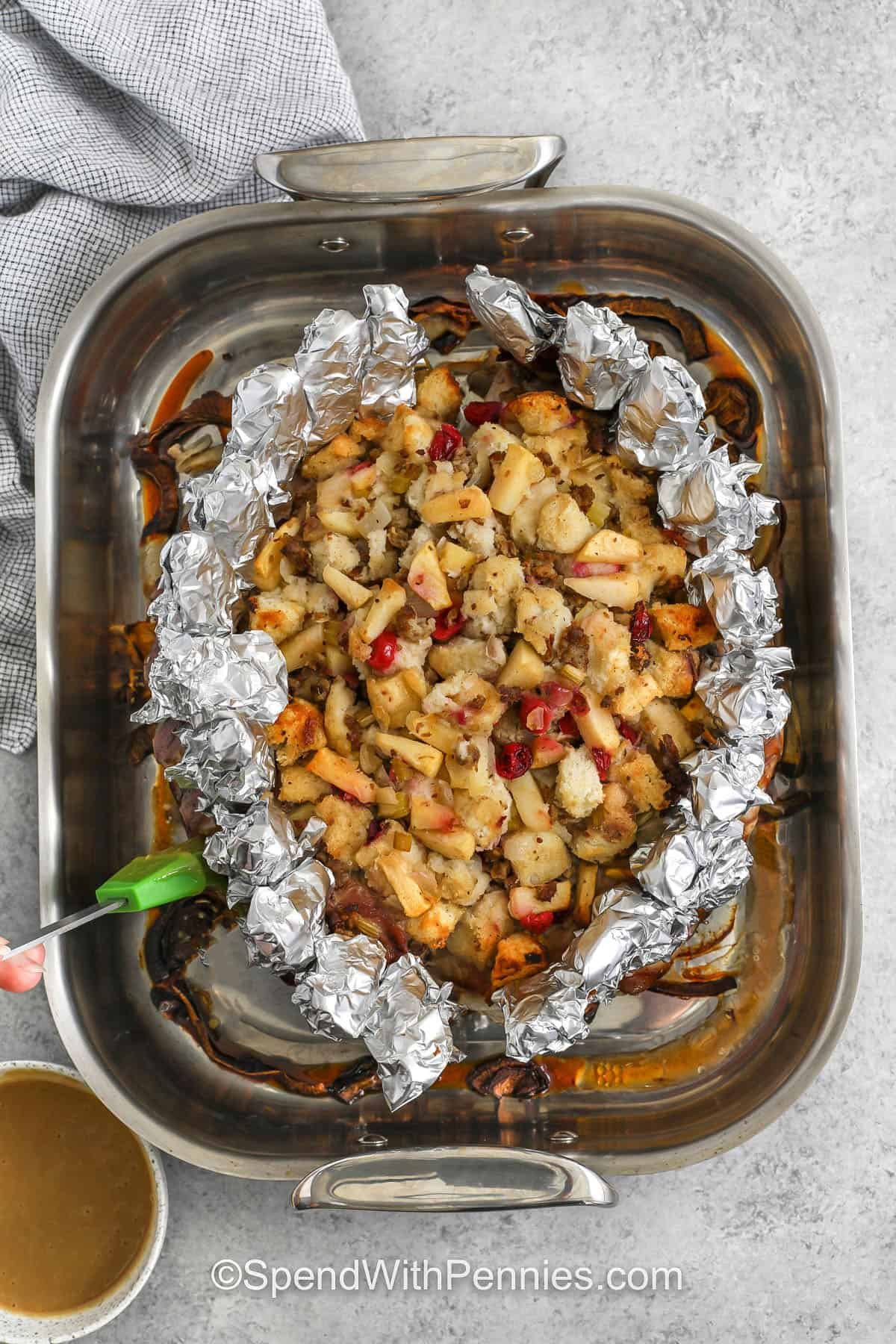 top view of Pork Crown Roast in the pan