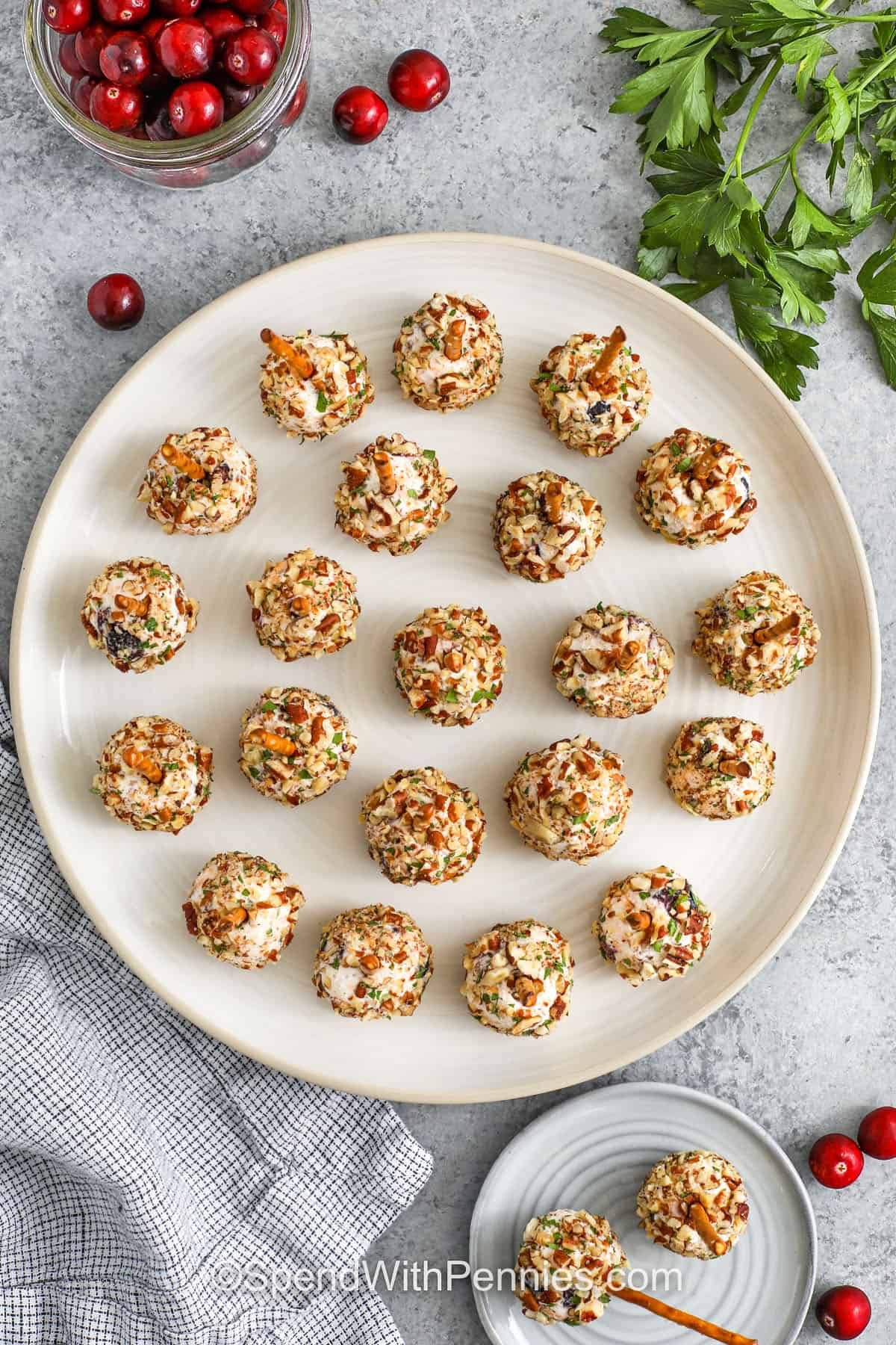 top view of Mini Cheese Balls on a plate