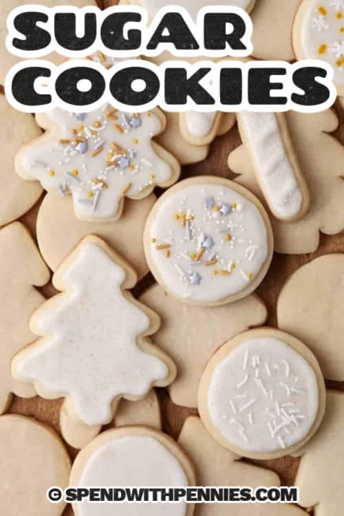 Sugar Cookie Recipe with icing and a title