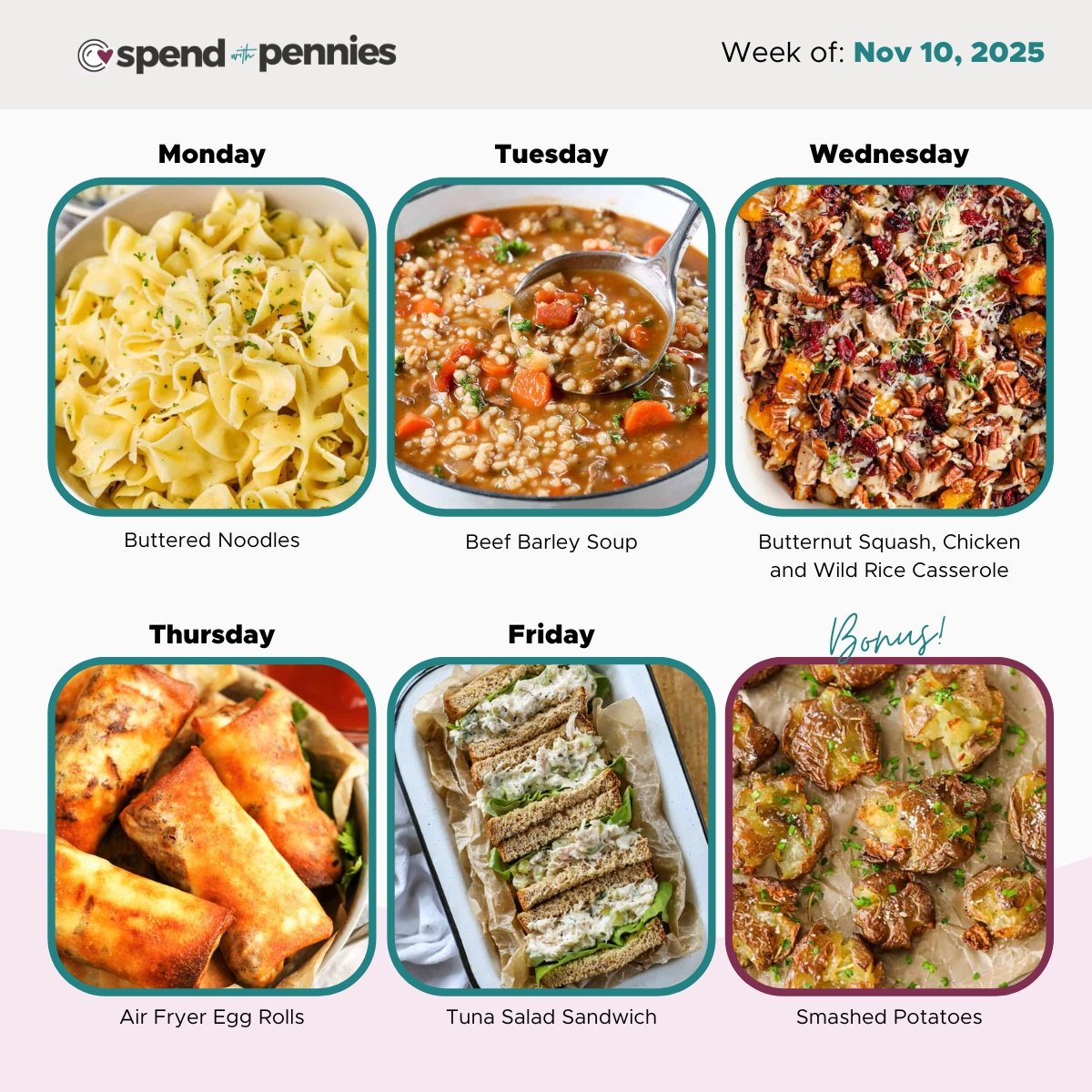 Weekly Meal Plan for Nov 10, 2025 Hero