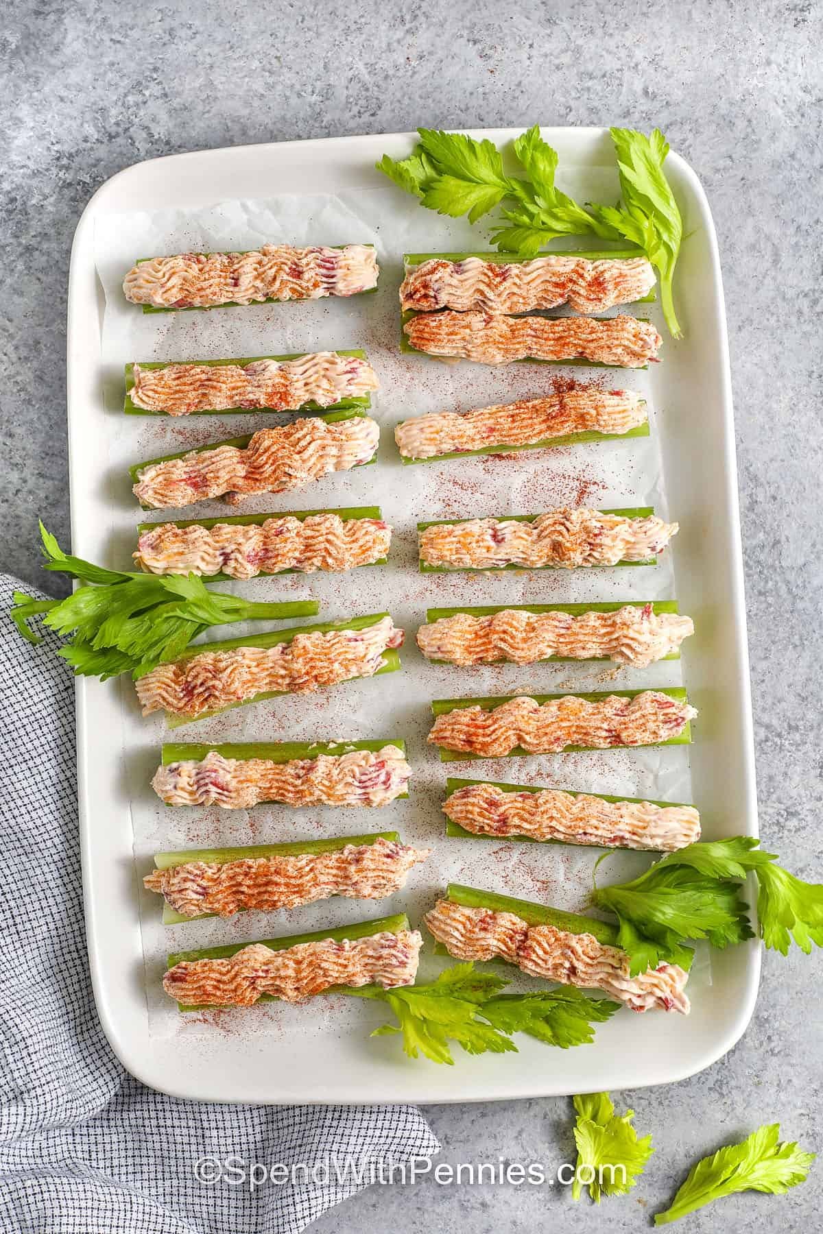 Stuffed Celery on a plate