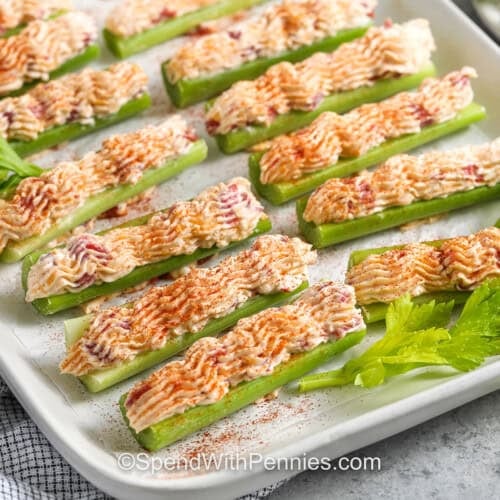 Stuffed Celery on a plate