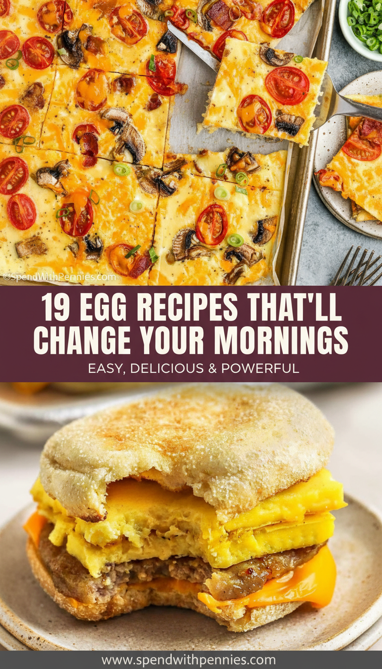 a collage of 2 egg recipes for breakfast