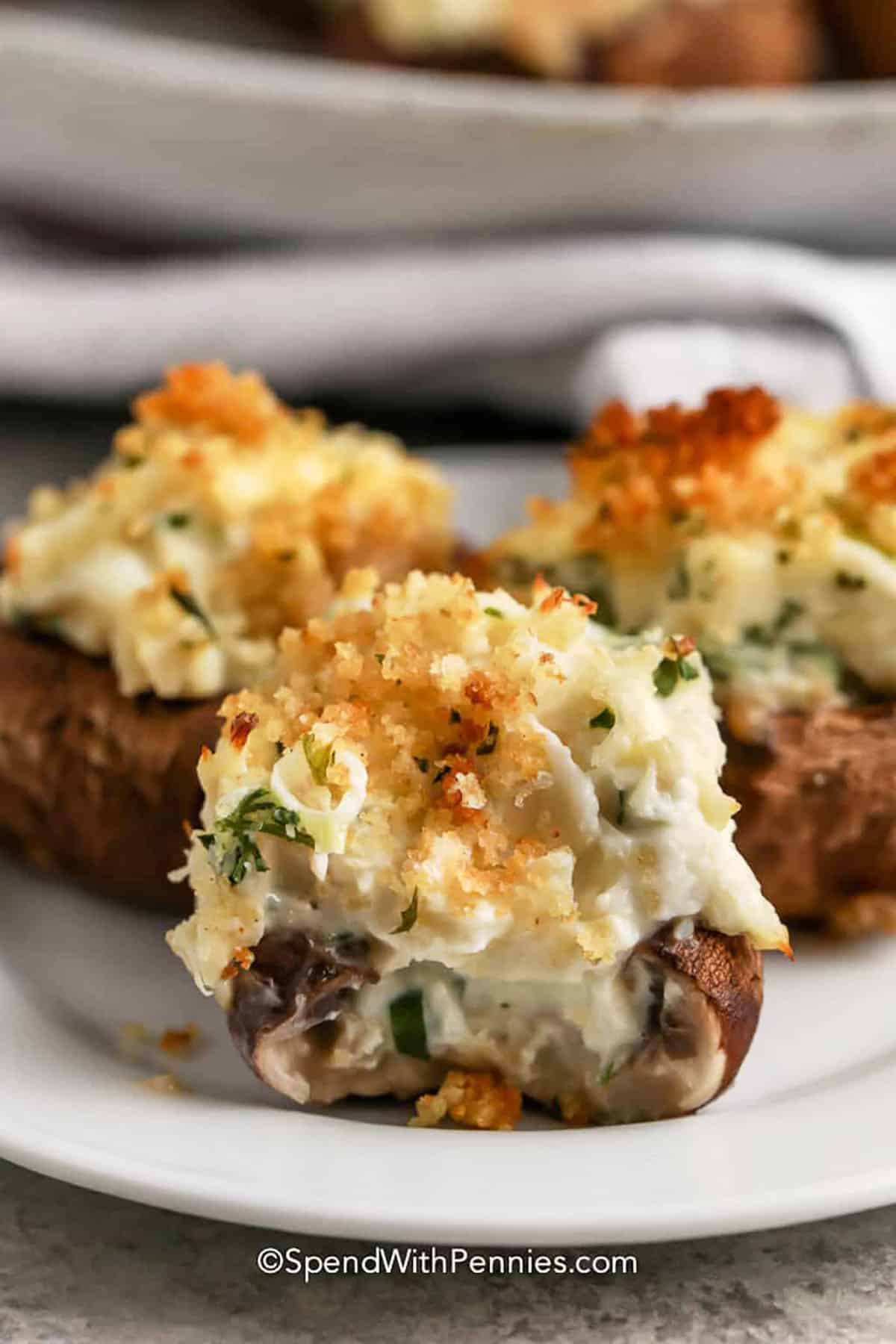 close up of Crab Stuffed Mushrooms