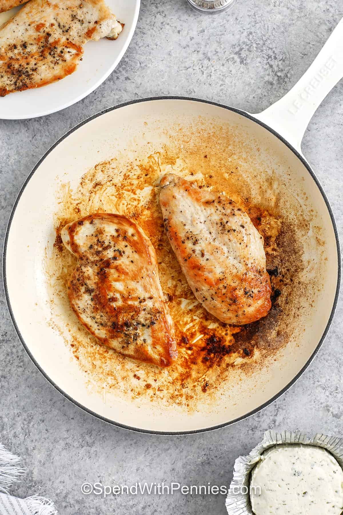 cooking chicken to make Boursin Chicken