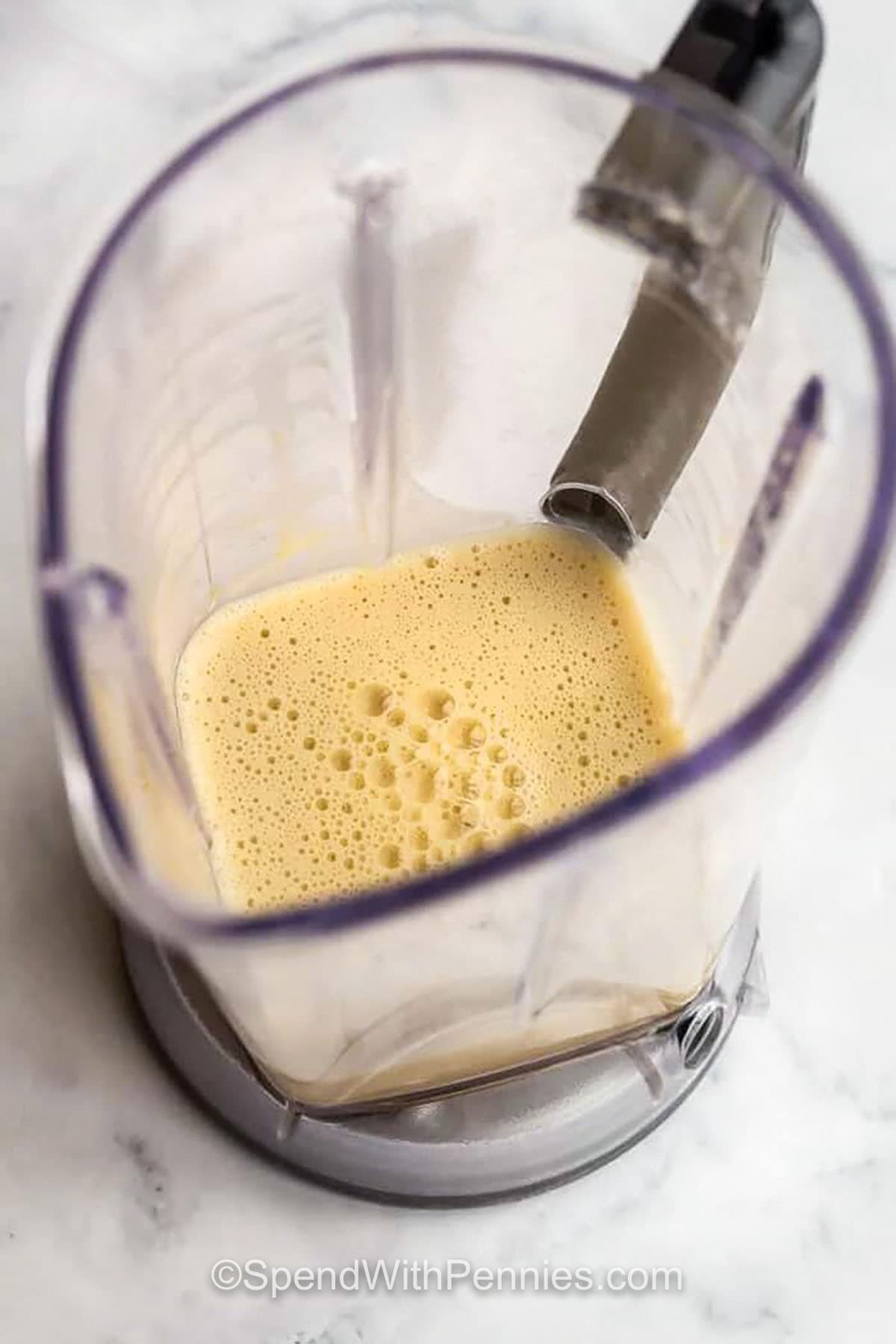 blended Dutch Baby Pancakes ingredients in blender