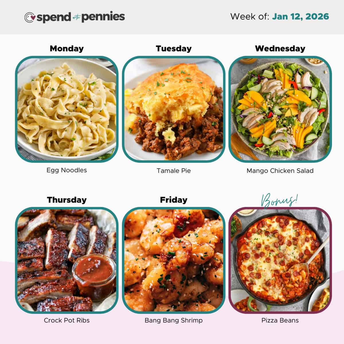 Weekly Meal Plan for Jan 12, 2026 Hero
