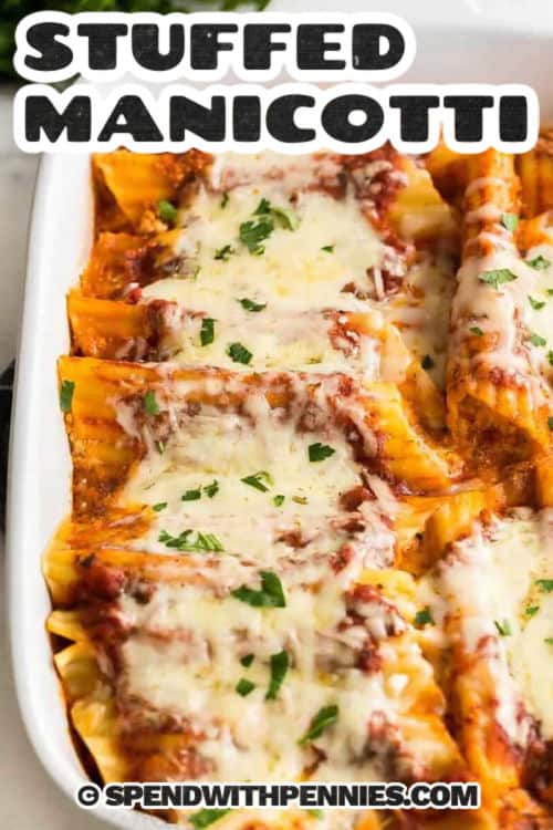 Easy Stuffed Manicotti with a title