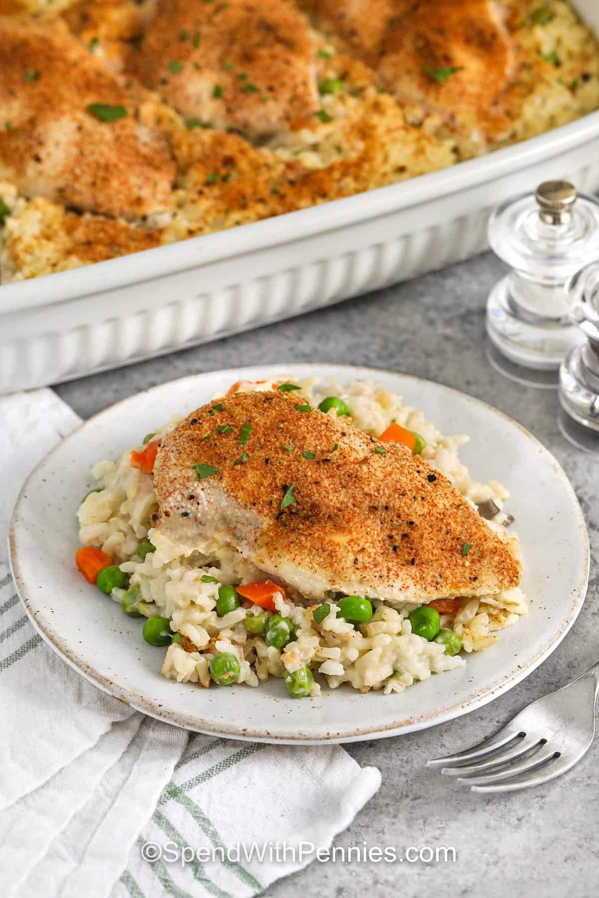 plated No Peek Chicken and rice