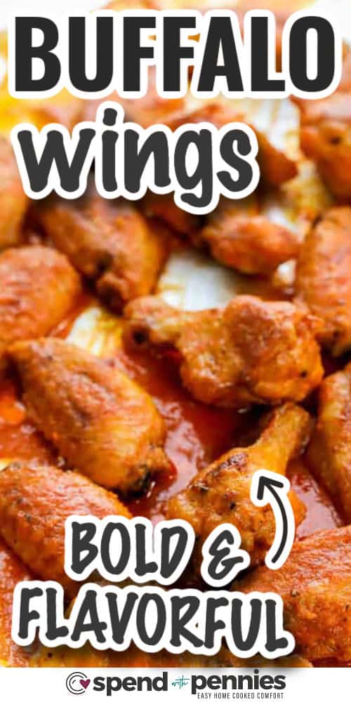 bold and flavorful Baked Buffalo Wings with writing