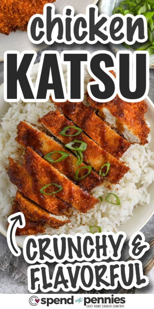 crunchy and flavorful Chicken Katsu with writing