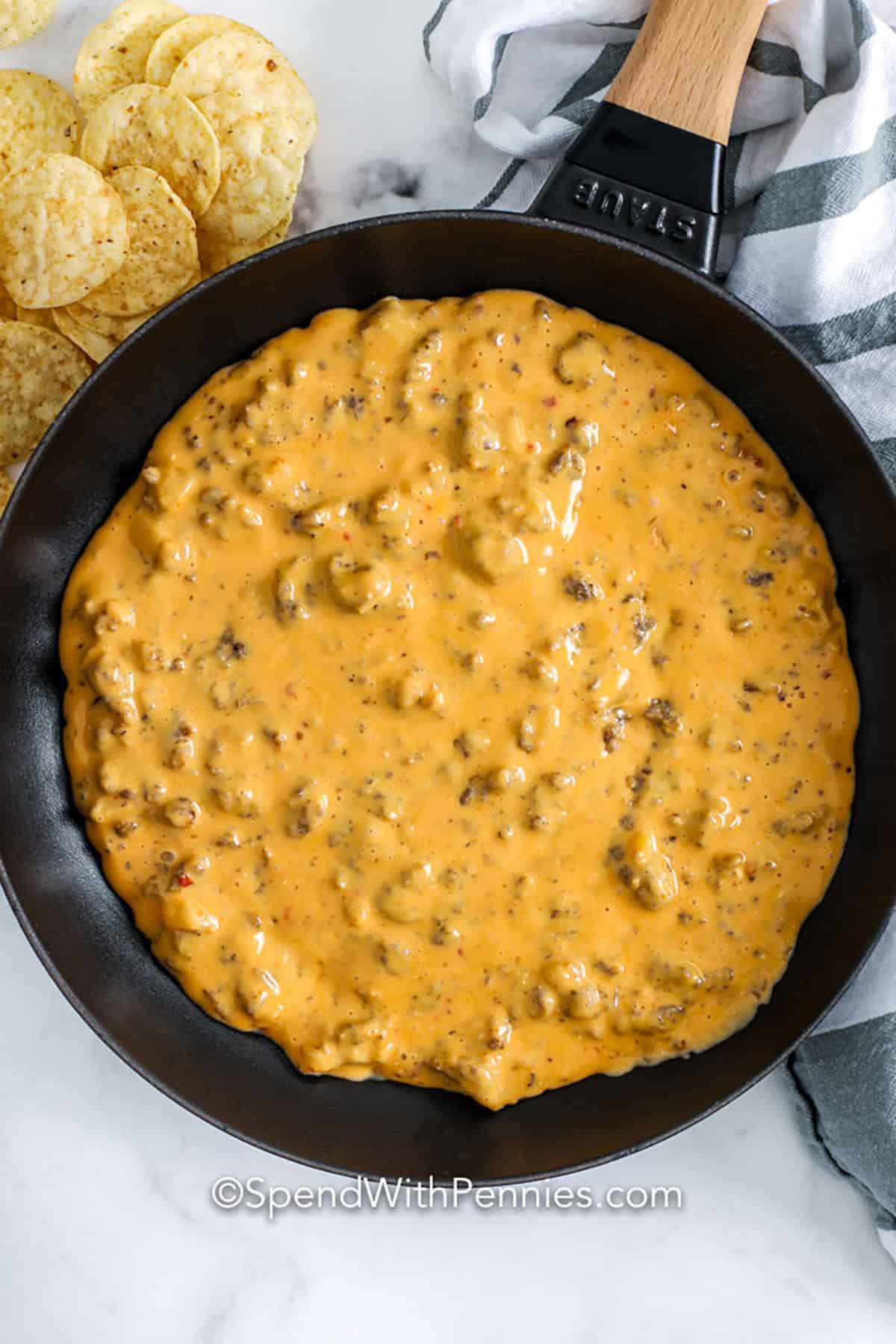 Sausage Cheese Dip in the pan