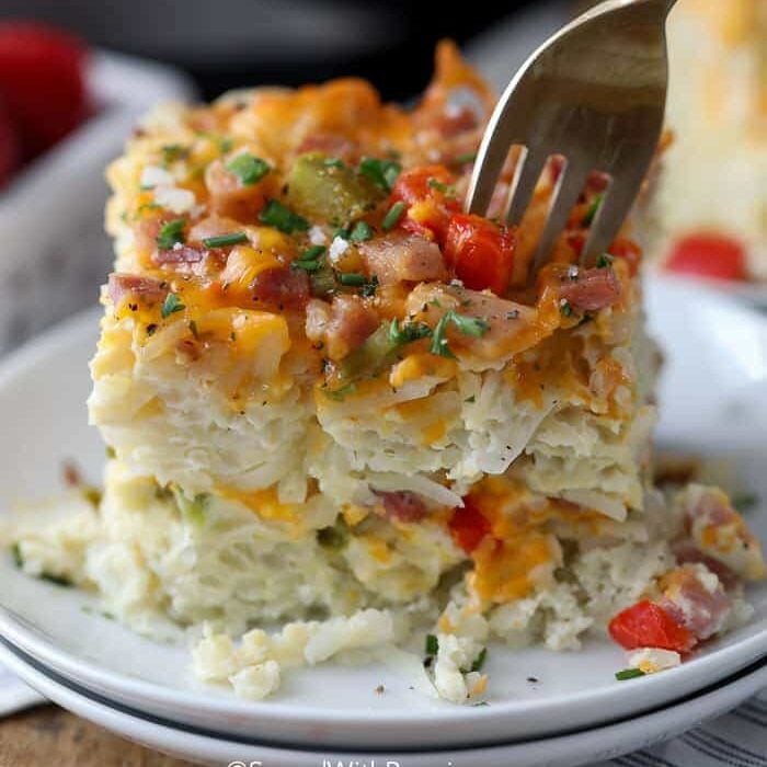 Slow Cooker Breakfast Casserole on a couple plates