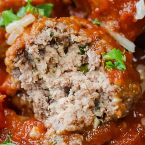 close up of Crockpot Meatballs