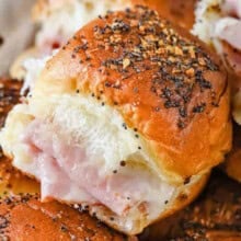 close up of Ham and Cheese Sliders