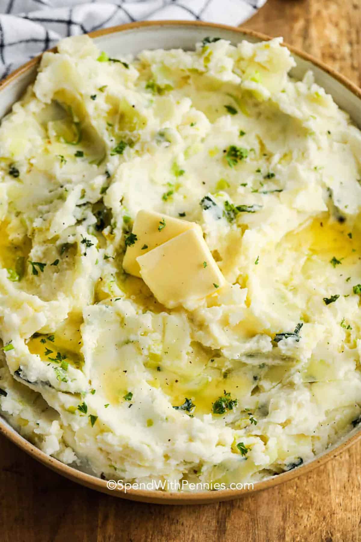 close up of Colcannon Recipe with butter