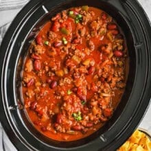 Crockpot Chili Recipe in the pot