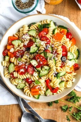 dish of Easy Pasta Salad
