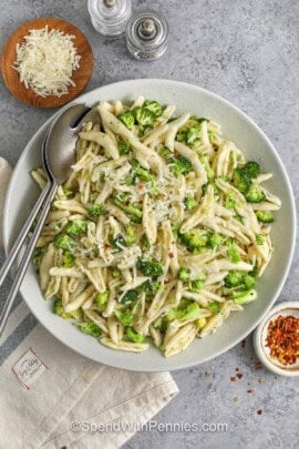 top view of Cavatelli and Broccoli on a plate