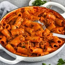 pot full of Creamy Ground Beef Pasta