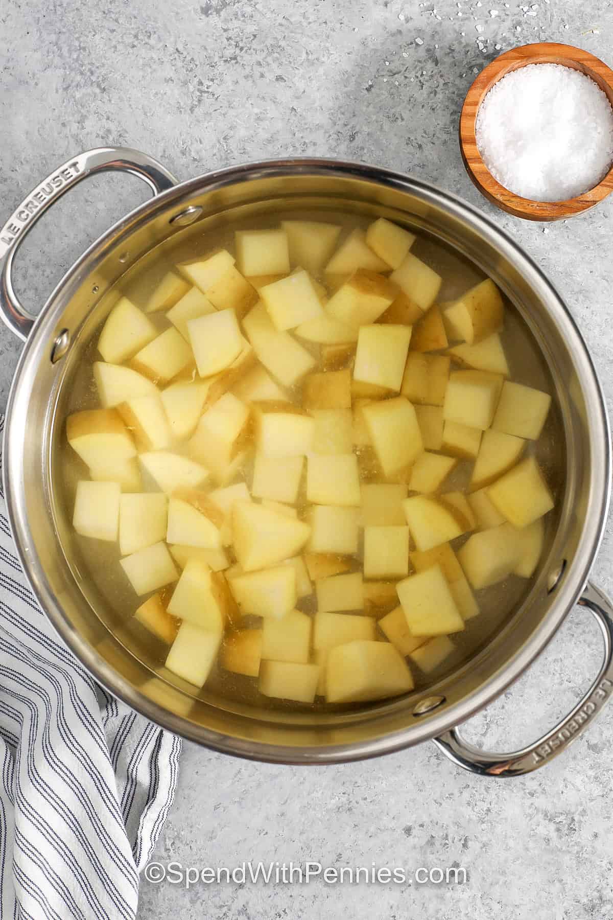 potatoes in a pot to make Hamburger Hash