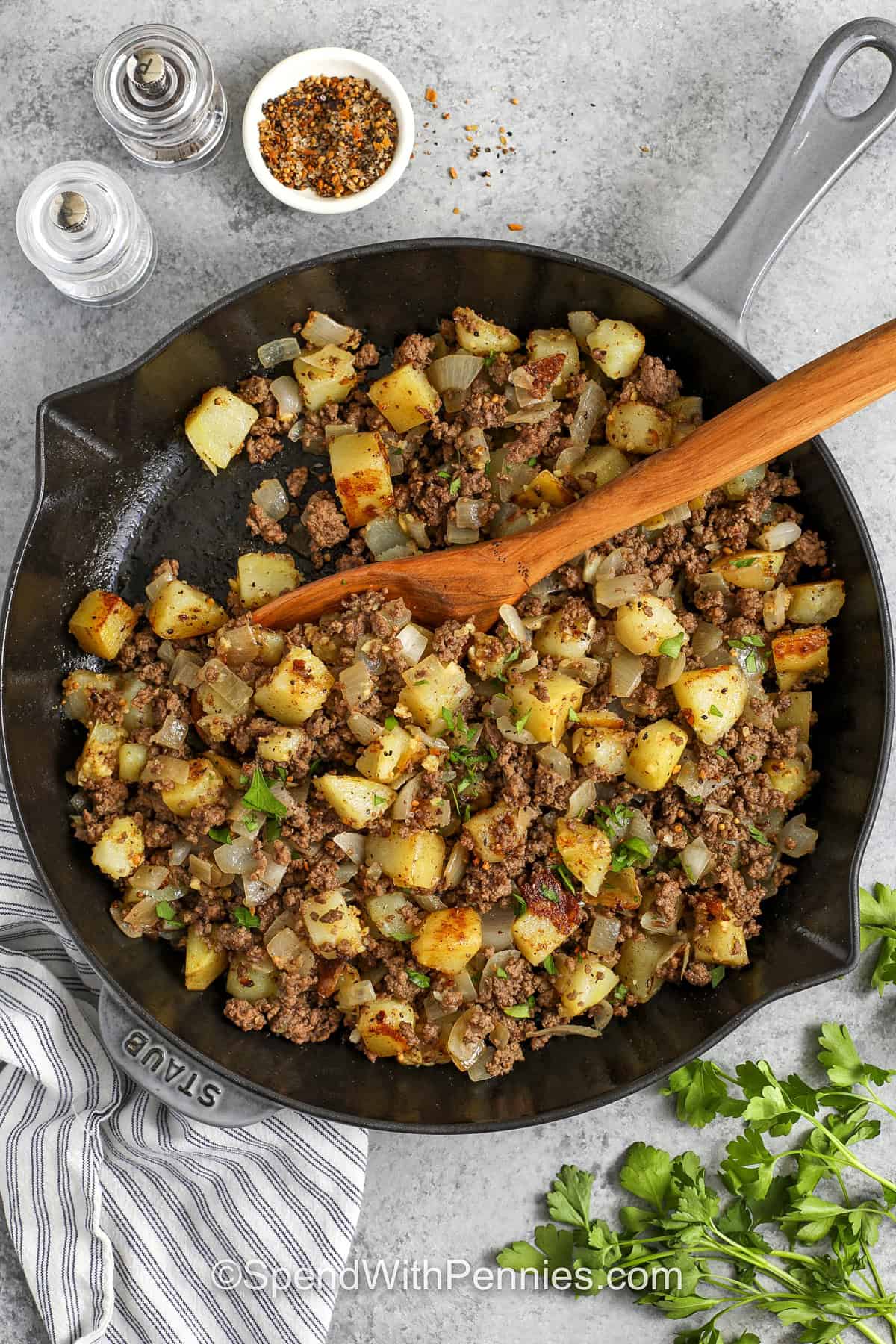Hamburger Hash in a pan