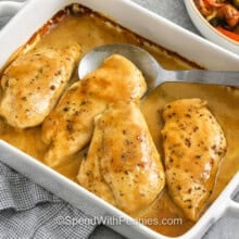 taking Honey Mustard Chicken out of the casserole dish