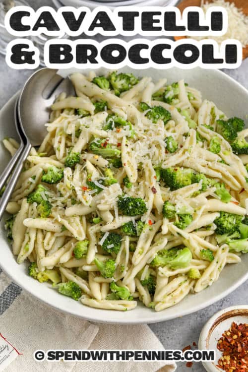 plated Cavatelli and Broccoli with a title