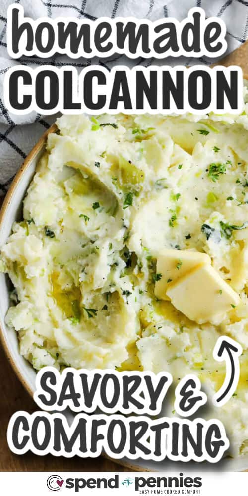 savory and comforting Colcannon Recipe with writing