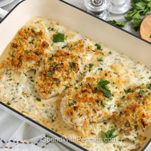 casserole dish of Sour Cream Chicken