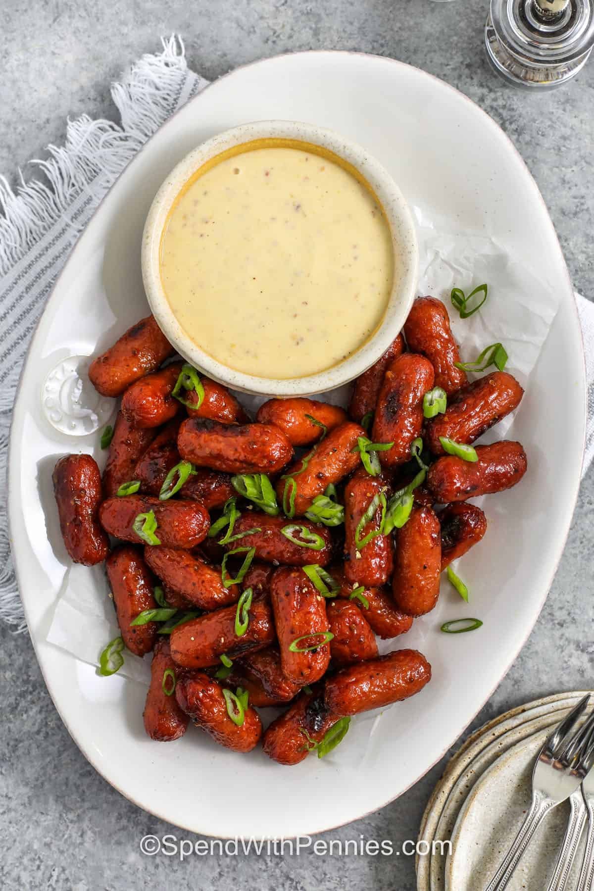 top view of Sticky Honey Mustard Sausage