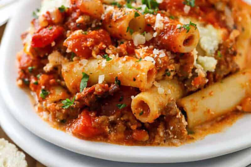 close up of Baked Ziti