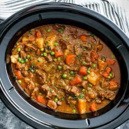 close up of Crockpot Beef Stew in the pot