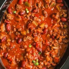 close up of Crockpot Chili Recipe
