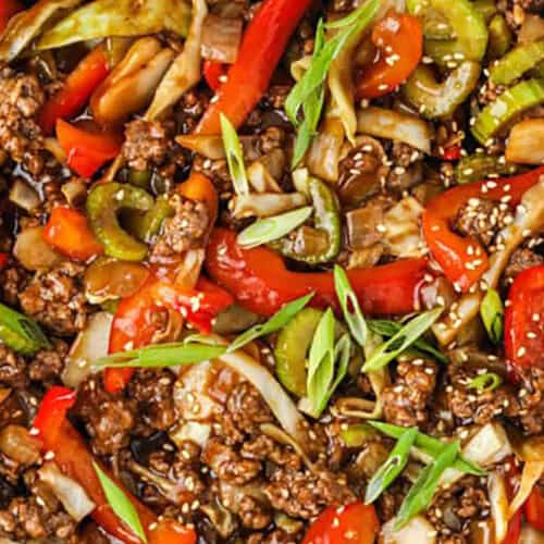 close up of Ground Beef Stir Fry
