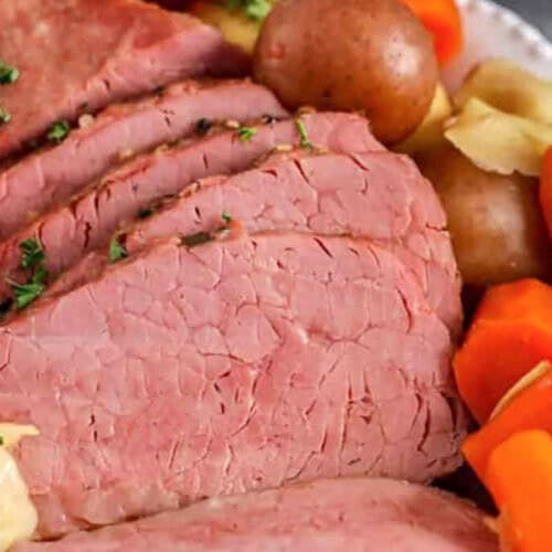 close up of Instant Pot Corned Beef