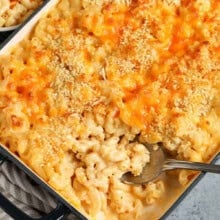 cheesy Baked Mac and Cheese Recipe in the dish