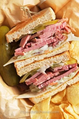 Corned Beef Sandwich with chips