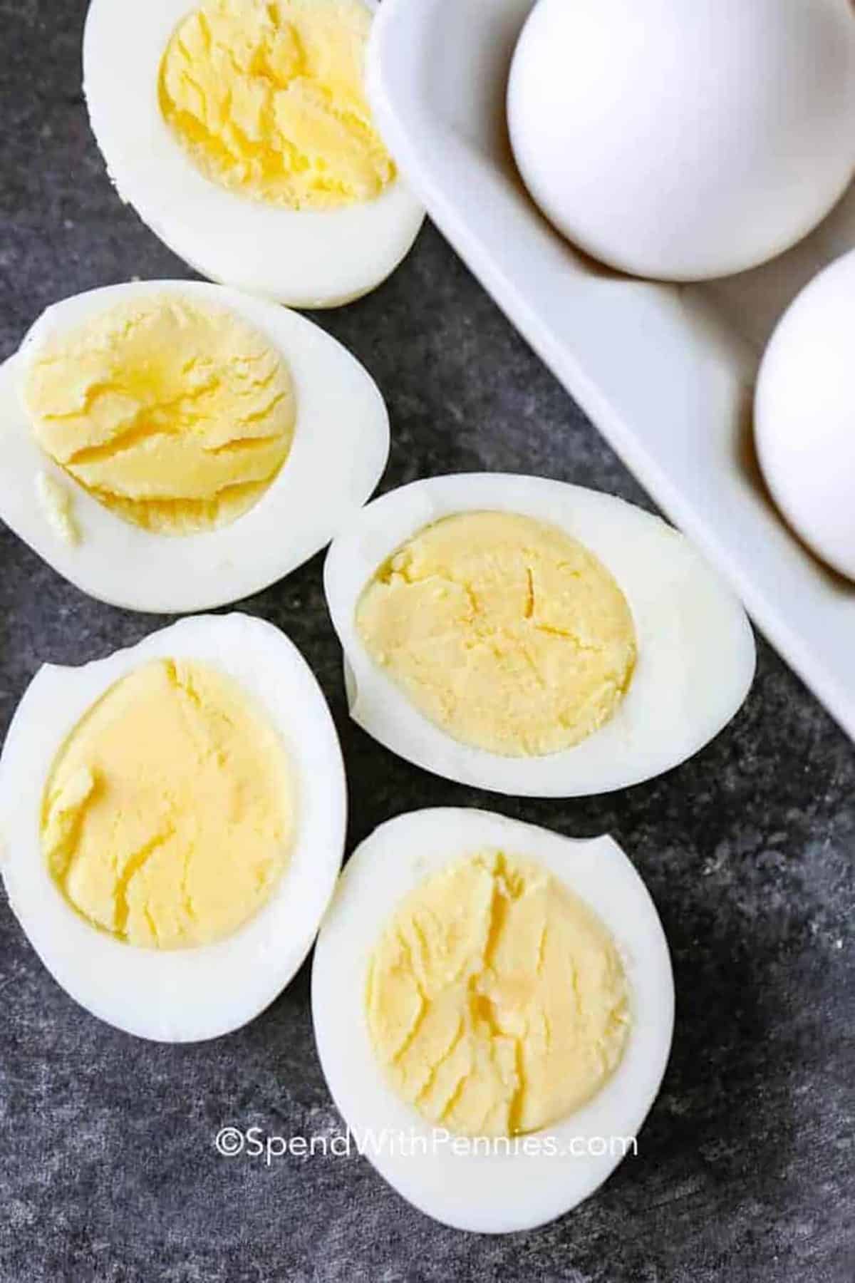 Perfect Hard Boiled Eggs cut in halves