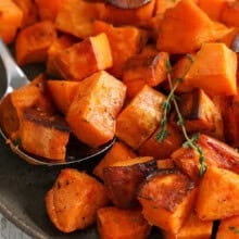 plated Roasted Sweet Potatoes