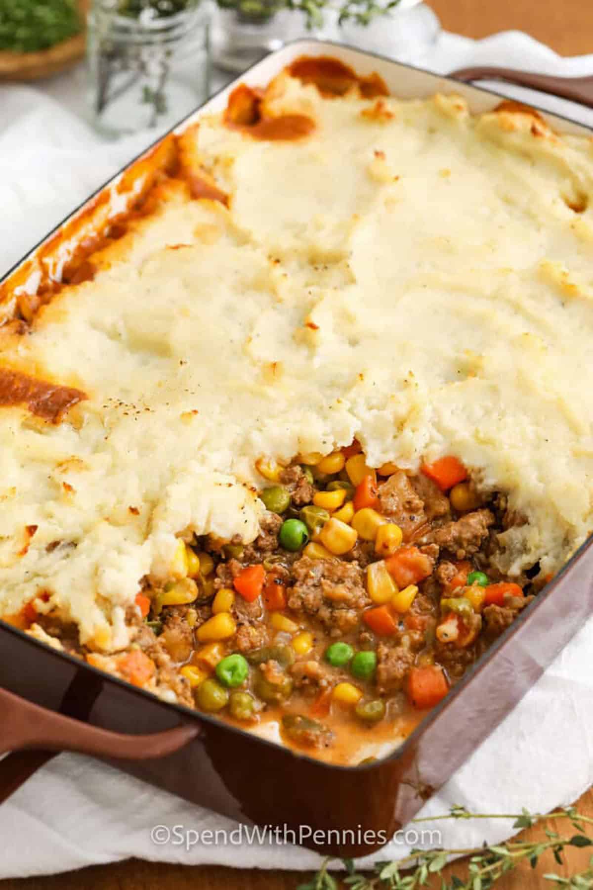 casserole dish of Shepherd's Pie Recipe
