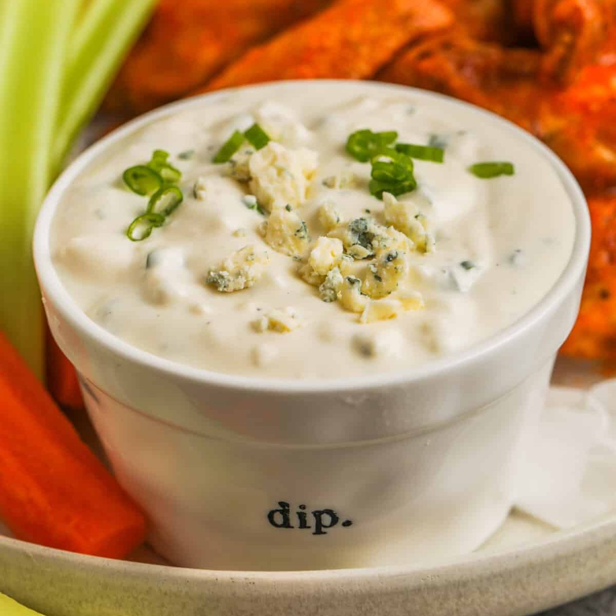 close up of plated Blue Cheese Dip
