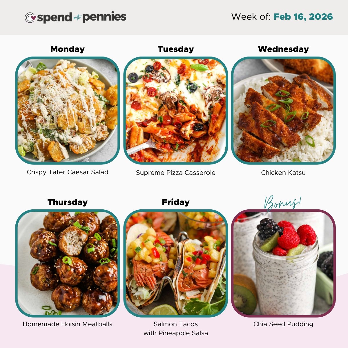 Weekly Meal Plan for Feb 16, 2026 Hero