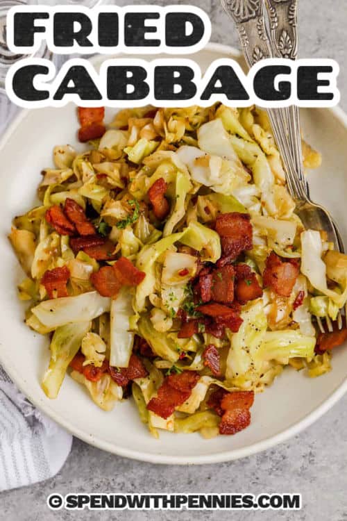 plated Fried Cabbage with a title